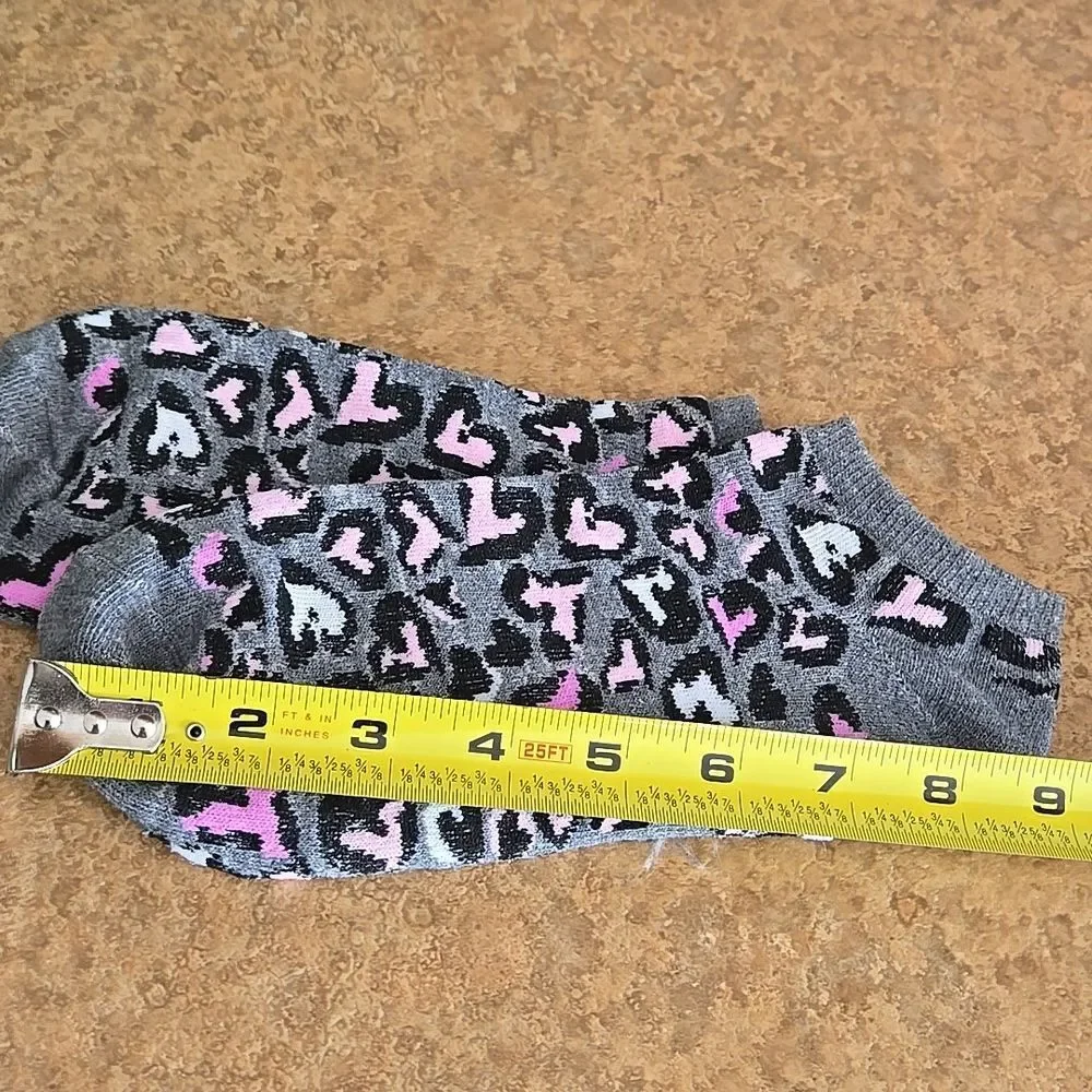 Print Ankle Socks Pink Grey White Accents Womens Y2k Anklet